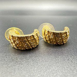 Vintage signed Ann Taylor gold tone with rhinestone Stud earrings